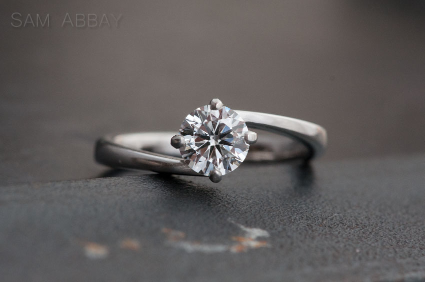 diamond engagement ring with offset shank