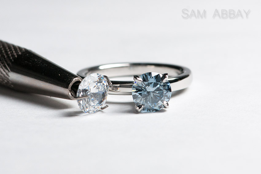 lab created blue diamont solitaire