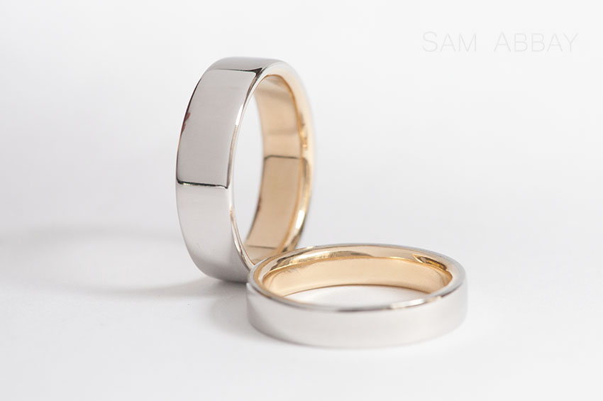 platinum wedding rings with gold liner