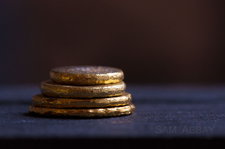 gold smashed into pancakes